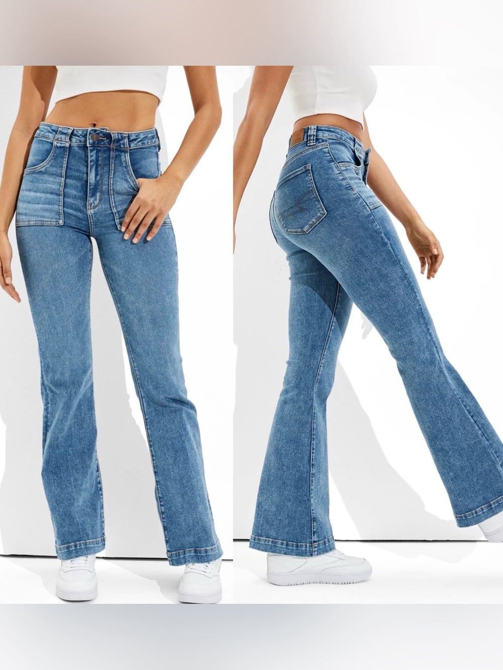 American Eagle Ne(xt) Level Stretch Super High-Rise Flare Blue Jeans